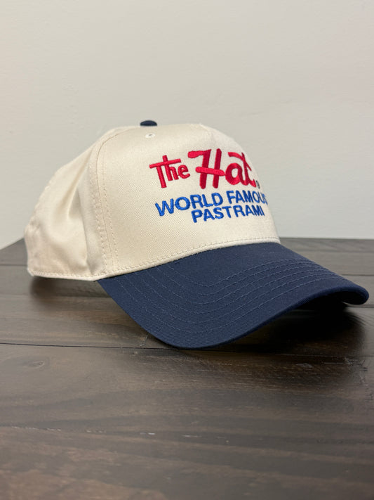 5 Panel Twill Canvas Hat - White/Blue