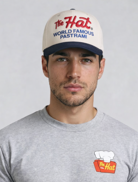 5 Panel Twill Canvas Hat - White/Blue